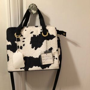 Brushed fabric animal print shoulder or handbag